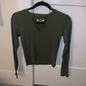 Long sleeved lace up shirt